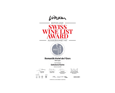 Swiss Wine List Award 2023 De Lours Swiss Wine List Award 2023 De Lours