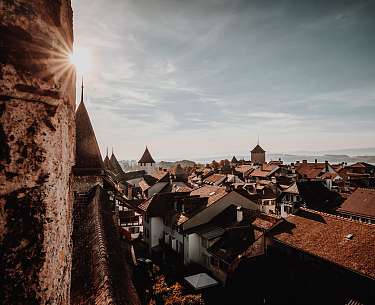 City view of the historic town of Murten City view of the historic town of Murten